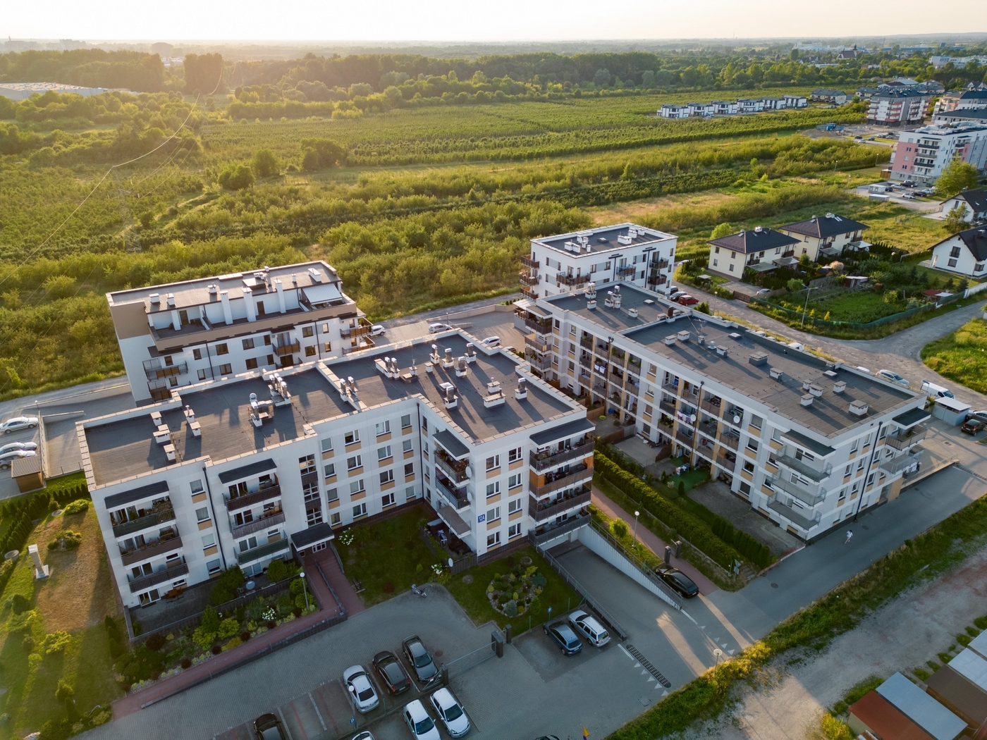 Osiedle mieszkaniowe przy ulicy Wieniawskiego z powietrza