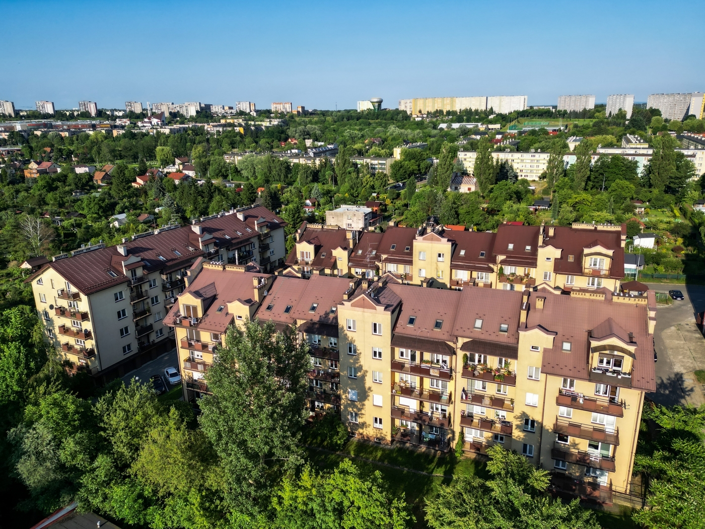 Osiedle na ulicy Dwernickiego z drona